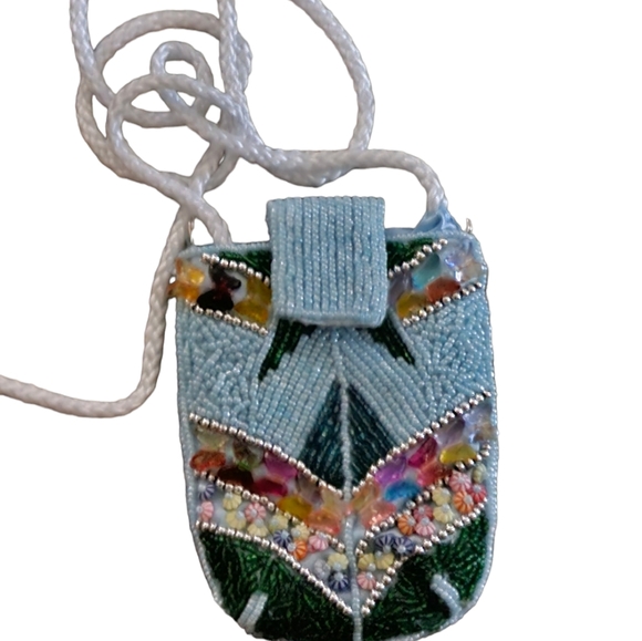 Handbags - Small bag Bidded all in sky blue and multi-colored bids, size small
